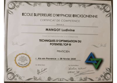 Ludivine Mangot, Certificat TOP techniques d'optimisation du potentiel