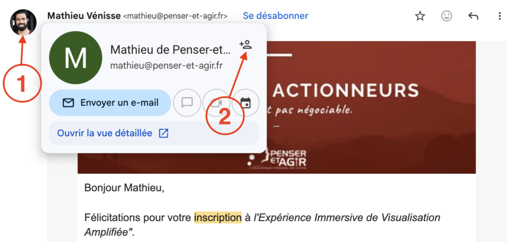 Ajoutez notre adresse e-amil dans vos contacts favoris