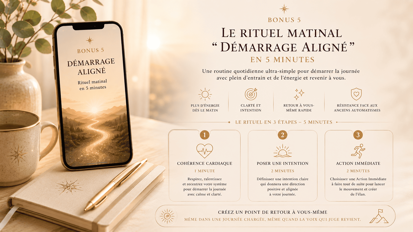 Défi R.E.V.I.E. - Bonus 5 - Le rituel de matin "Démarrage aligné"